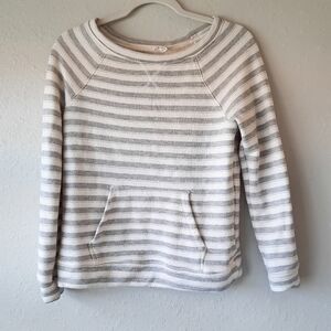 Soft Joie Gray and White Striped Hoodie